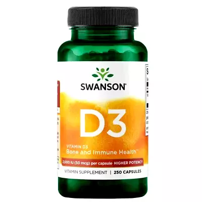 Vitamin D-3 Higher Potency 2000IU 250 Capsules D Bone & Immune Health Active D3 • $12.70