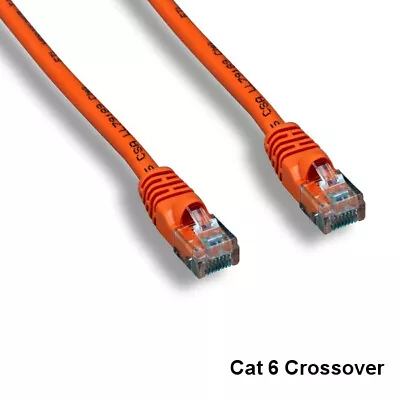 Kentek Orange 7ft Crossover Cat6 UTP Patch Cord 24AWG 550MHz Pure Copper RJ-45 • $6.25