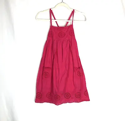 Mini Boden Girls Pink Eyelet Cotton Lined Dress Sz 9-10yr • $17