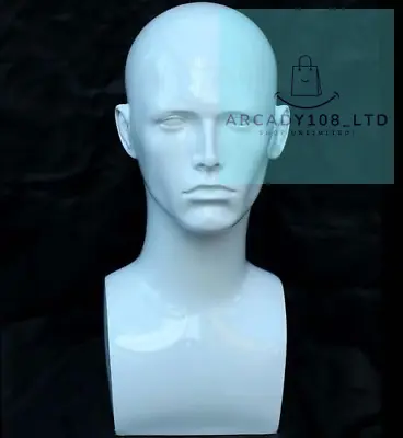 Forever Young White Glossy Professional Male Mannequin Head For Display Headset • £33.10