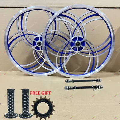 Pair Of 20  Bicycle Mag Wheels Set 6 SPOKE BLUE FOR GT DYNO HARO Any BMX BIKE • $120