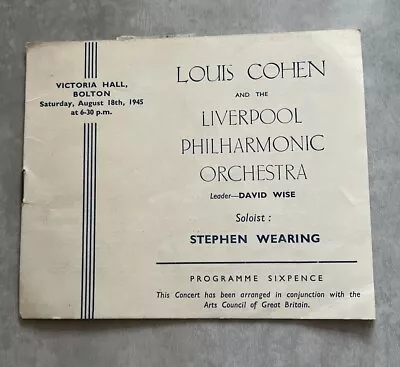 Louis Cohen & Liverpool Philharmonic Orchestra -Victoria Hall Bolton-1945 (E16) • £7.99