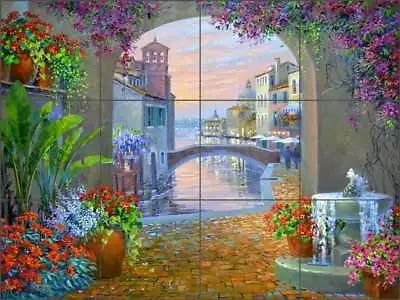 Mediterranean Tile Backsplash Senkarik Canal Art Ceramic Mural MSA234 • $125