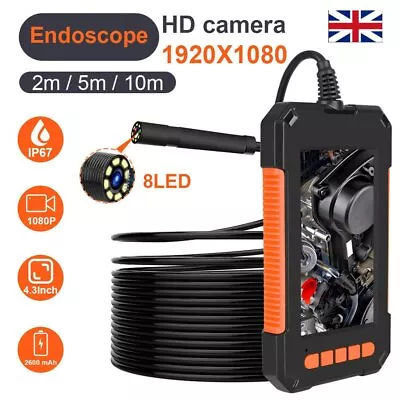 4.3  Endoscope Camera 1080P HD IPS Screen Borescope Inspection Camera UK • £27.54