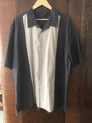 Mens Black/beige/Embroidered Camp / Bowling / 50s Style Shirt - Contigo 2XL • £7.50