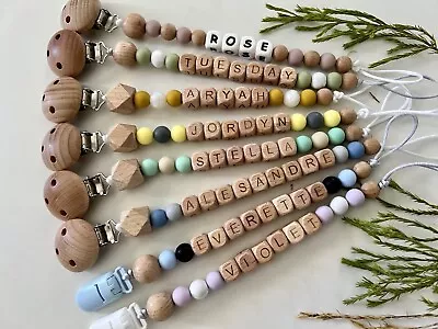 Personalised Dummy Clip - Custom Pacifier Chain - Newborn Gift Soother Holder • $12.17