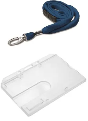 L Blue Tubular Fabric Safety Breakaway Neck Lanyard With ID Card Badge Holder  • £3.59