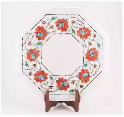 18  White Dining Coffee Marble Table Top Flower Inlay Malachite Room Decor O9 • $478