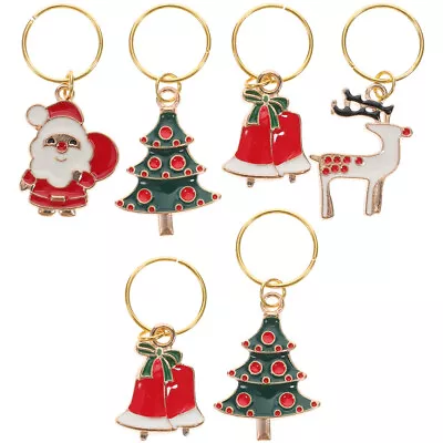  6 Pcs Christmas Wine Glass Markers Alloy Holiday Charms Bottle Maker • £8.99