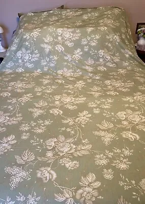 Restoration Hardware Made In Italy Queen Sage Green Floral Toile Cotton Duvet • $120