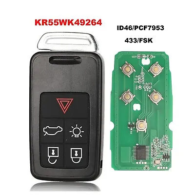 For Volvo S80 S60 V60 XC6 V70 Keyless 433MHz Smart Remote Key Fob KR55WK49264 • $19.22