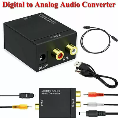 Digital Optical Coaxial To Analog RCA L/R Audio Converter Adapter Fiber Cable US • $6.37