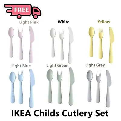 Ikea Kalas Kids Plastic Spoons Knife Fork Cutlery Set Multi Colour 3/9 Piece • £4.99