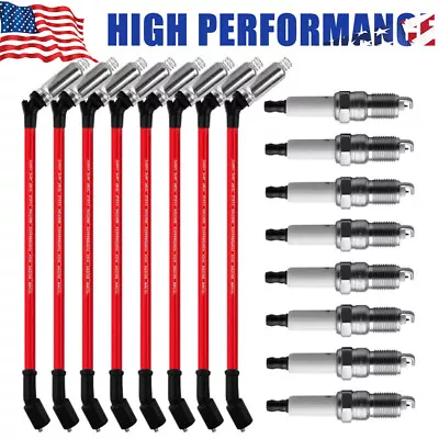 $34.98 • Buy 8Pcs 48322 Wires & 41-962 Spark Plugs For Chevy Silverado GMC 4.8L 5.3L 6.0L V8