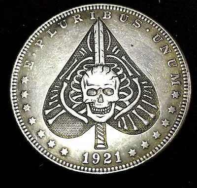 Ace Of Spades Skull 💀 Novelty Good Luck Heads Tails Challenge Coin NEW! • $12.85