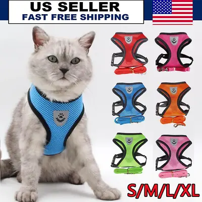 Cat Dog Pet Harness Adjustable Control Vest Dogs Reflective S M L XL Leash • $5.33