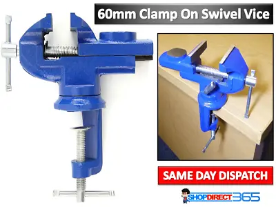 Swivel Base Rotate 360 Table Vice Clamp On Work Bench + Anvil 60mm Jaw NEW 15-55 • £10.95