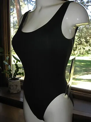 Gilda Marx Black Vintage 80's 90's Leotard Bodysuit High Cut Legs Tank Large Lg • $39.95