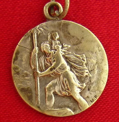 Vintage SAINT CHRISTOPHER Medal PATRON SAINT OF TRAVELERS Religious Medal MF • $11.99