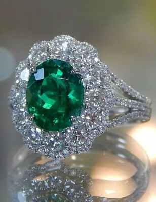 5ct Round Lab Columbian Emerald Ring 925 Sterling Silver Handmade Auction Bijoux • $264.90