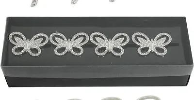 £14.95 • Buy Diamante Butterflies Set Of 4 Napkin Rings In Gift Box  23647