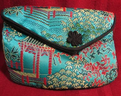 Vintage Silk Satin Pagoda Korean Coin Purse Bag Snap Closure Lined Garden Clasp • $6.99