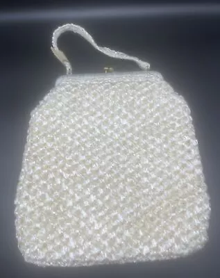 VTG Large IVORY Straw Handbag Purse Made In Italy 15” X 14” Spring Summer NWT • $34.95