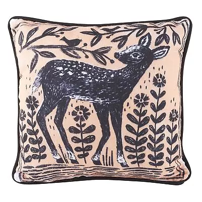 MANUAL WOODWORKERS & WEAVERS Deer Throw Pillow Woodblock Print 12  X 12  Square • $33.99