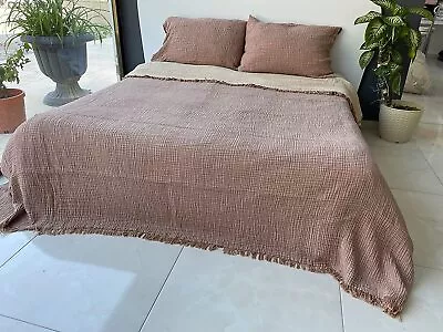 100% Cotton Muslin Throw Blanket 4 Layers Bedspread Muslin Bed Cover Brown • $40