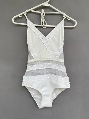 ✨ Womens Zimmermann Halter Neck Swimsuit One Piece Lace Trim Swimmers Size 0 8 • $99