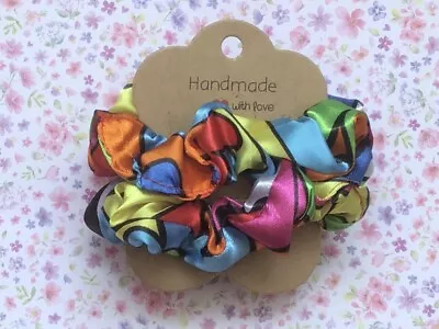 £3.49 • Buy 2 Mini Retro Flower Print Satin Hair Scrunchie Ponytail Tie Bun Band Stretch