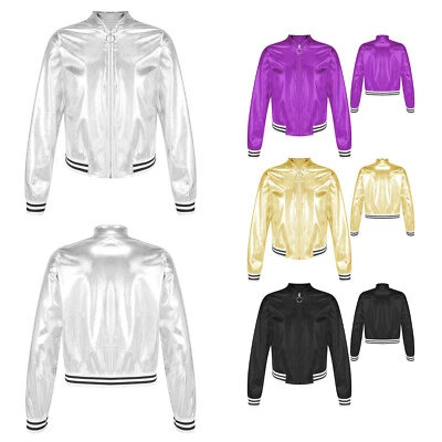 £18.99 • Buy Girls Shiny Metallic Festival Jacket Coat Jazz Hip Hop Street Dance Outerwear