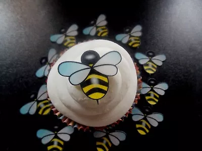 24 Precut Edible Wafer Paper Small Bee/Bees Cake/cupcake Toppers • £2.85