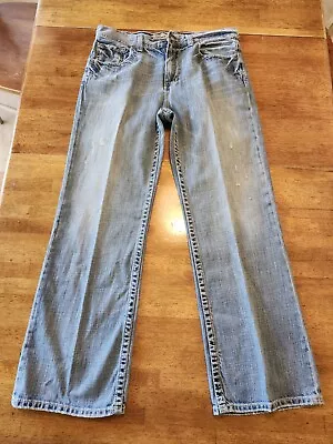 BKE Buckle Jeans Men's 34x32 Tyler Straight Leg Distressed Blue Stretch Denim • $28.99