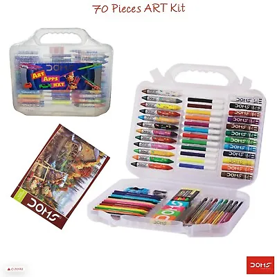 70 Pcs Art Kit Oil Pastels Crayons Drawing Pencils Eraser Felt Tip Colouring Pen • £13.99