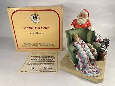Vintage 1982 Norman Rockwell Figurine Waiting For Santa W Coa • $32.99