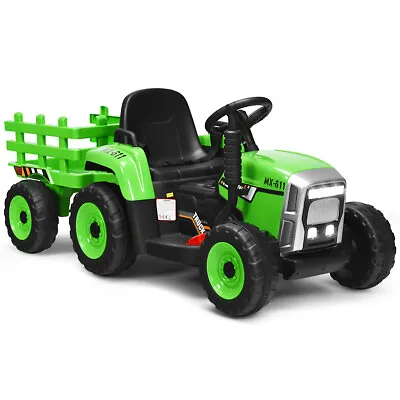 £159.99 • Buy Kids Ride On Tractor And Trailer 12V Electric Toy Car W/Light & Music Detachable