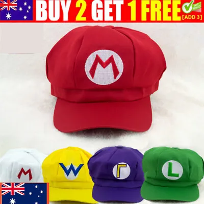 Super-Mario Bros Hat Mario Luigi Wario Waluigi Cap Costume Cosplay Outfit AU • $12.59