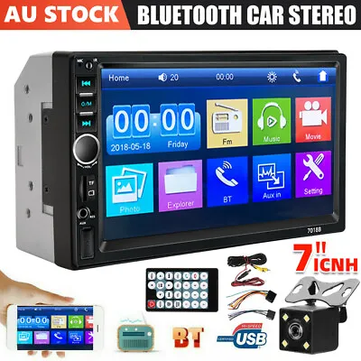 7  Double DIN Car Stereo MP5 Player Reverse Camera BT Radio FM/USB/AUX Head Unit • $41.45