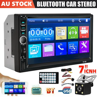 7  Double DIN Car Stereo MP5 Player Reverse Camera BT Radio FM/USB/AUX Head Unit • $41.45