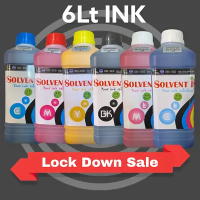 $418.50 • Buy 6Lt Eco Solvent Ink Compatible For EPSON, Roland, Mimaki, Agfa SOLJET Printer.