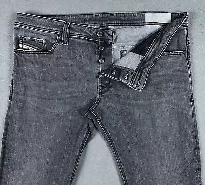 Diesel Safado Jeans Mens 38x32 Grey Button Fly Slim Straight Denim Pants RS027 • $49.99
