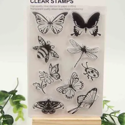 £3.10 • Buy Ladybug Transparent Clear Rubber Stamp Craft Scrapbooking Butterfly And Bee