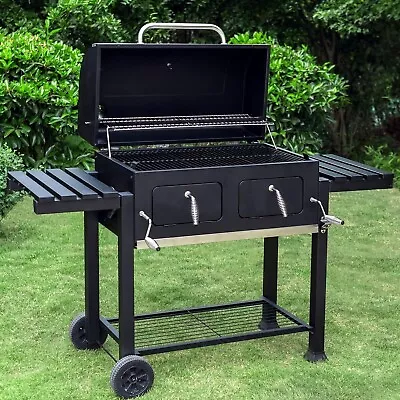 Double-Door Charcoal Patio Grill With Large Cooking Area & 2 Liftable Enamel • $259.99