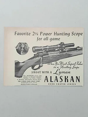 1949 Lyman Gun Sights Alaskan Coated Hunting Scopes Vintage Magazine Print Ad • $7.99