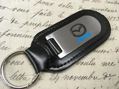 Mazda Black Leather Key Ring Fob Etched Mx Cx 3 5 6 2 • $7.41
