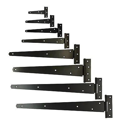 Black Finish Tee Hinges 4  - 24  Cabinet Shed Door & Gate T Hinge 100mm-600mm • £10.56