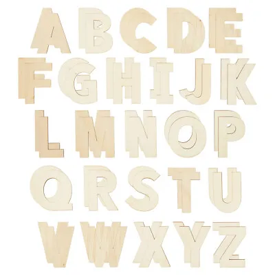 $16.99 • Buy 62x Unfinished Wooden Alphabet Letters Cutout W/ Extra 2 Set Vowels For DIY, 4 