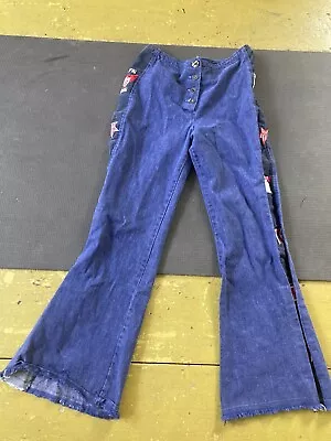 Rare Vintage 1976 Bicentennial Bell Bottoms Jeans Small 70s Embroidered VTG USA • $50