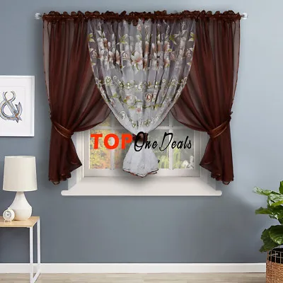 Amazing Voile Net Curtains Ready Made Printed Floral Living Room Bedroom New • £19.99